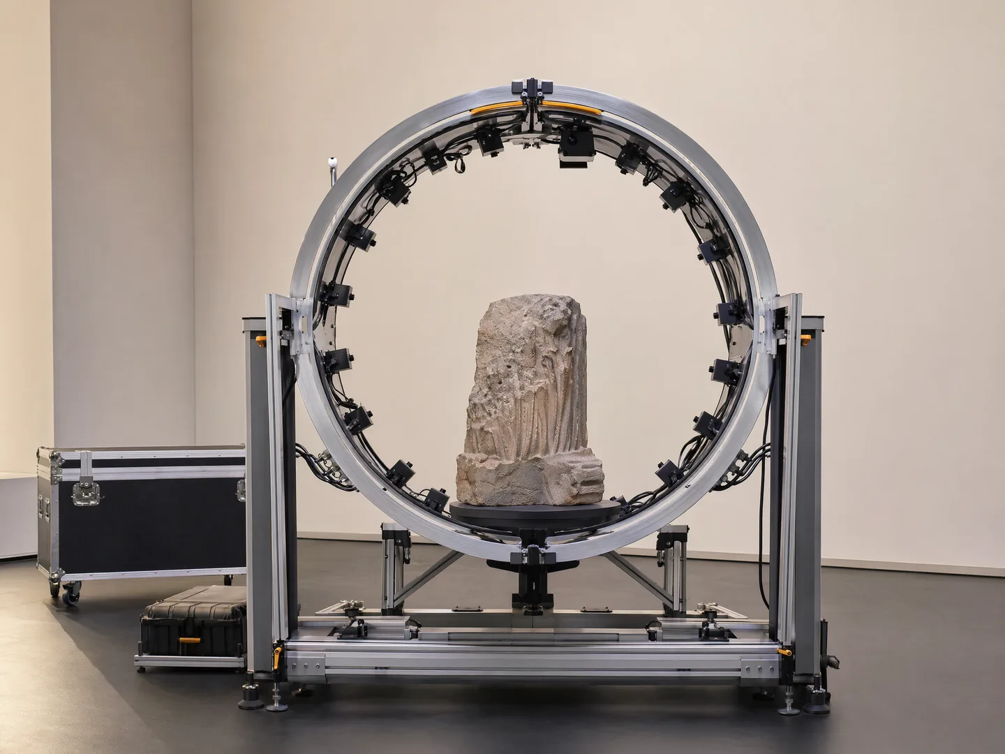 Representative ring scanning an anonymous carved object