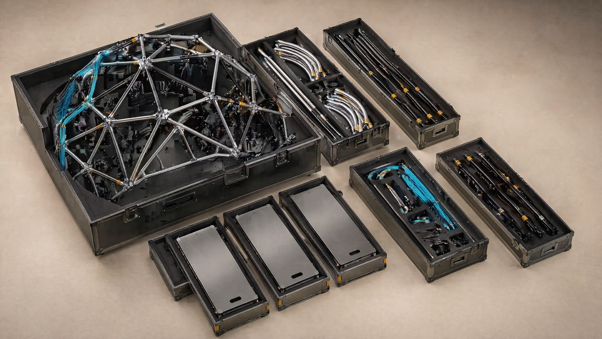 Representative fitted transport cases for the same signature dome