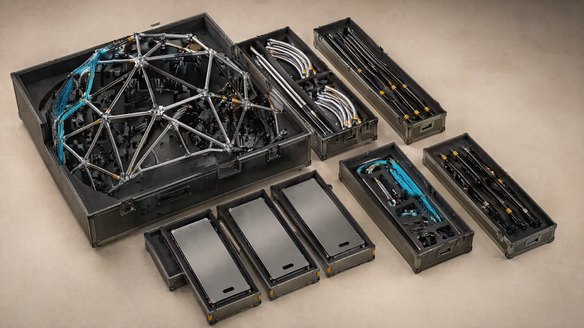 Representative fitted transport cases for the same signature dome