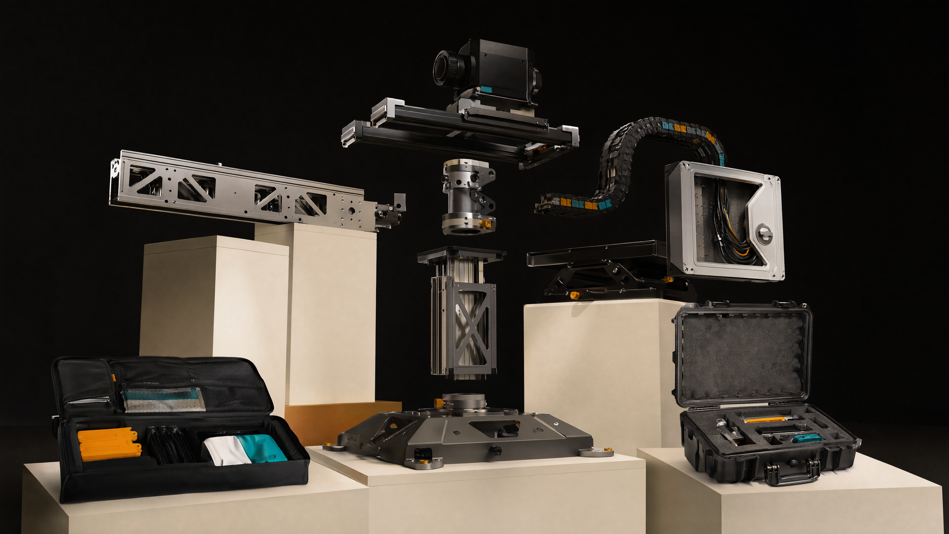 Representative exploded physical arrangement of camera-array modules